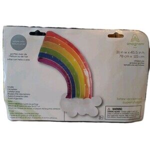 Half Rainbow Balloon Cloud Foil/Latex Kit  31”x 45.5”-Helium Or Air Filled